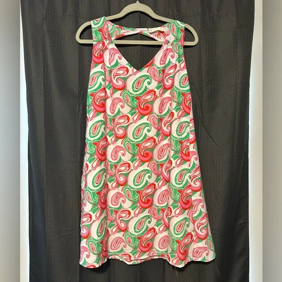 pink and green paisley dress Vintage 90s Esmara Pink Green Paisley Print Midi Dress